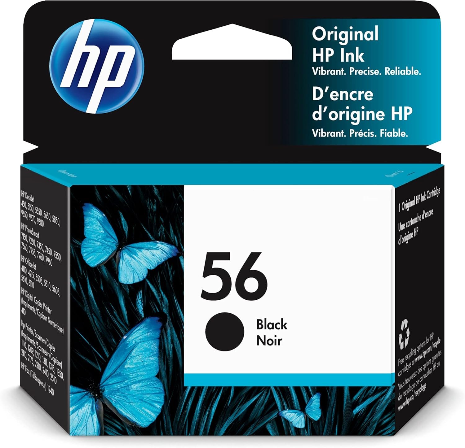 HP 56 Black Ink Cartridge | Works DeskJet 450, 5000, 9600; PhotoSmart 7000; OfficeJet 4000, 5000, 6110; Digital Coper Printer 410; PSC 1000, 2000; Fax 1240 Series | C6656AN