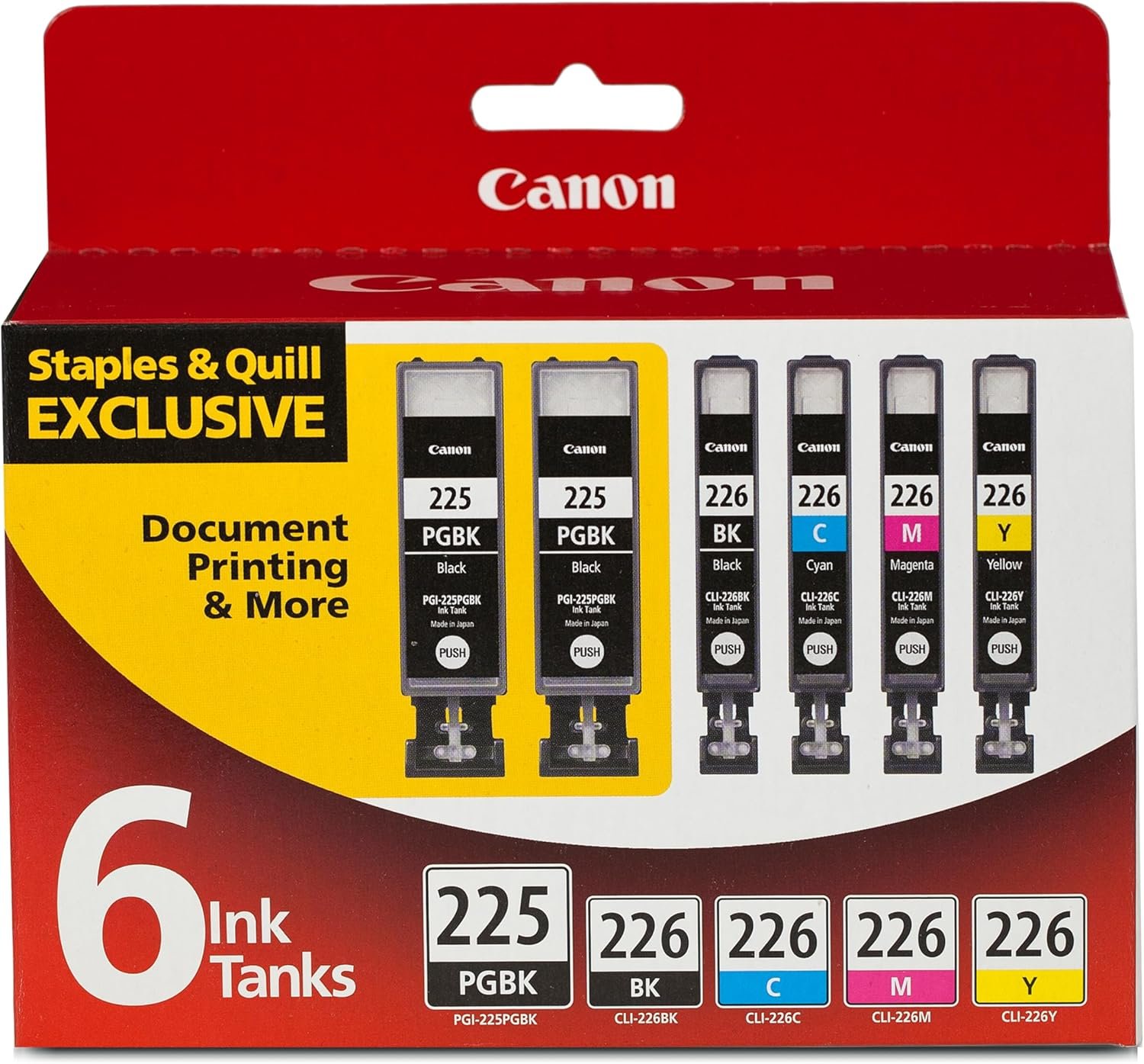 Canon PGI-225/CLI-226 Genuine Six Color Value Pack, Compatible with iP4820, iP4920, iX6520, MG5120, MG5220, MG5320, MG6120, MG6220, MG8120, MG8220, MX712, MX882, and MX892 Printers