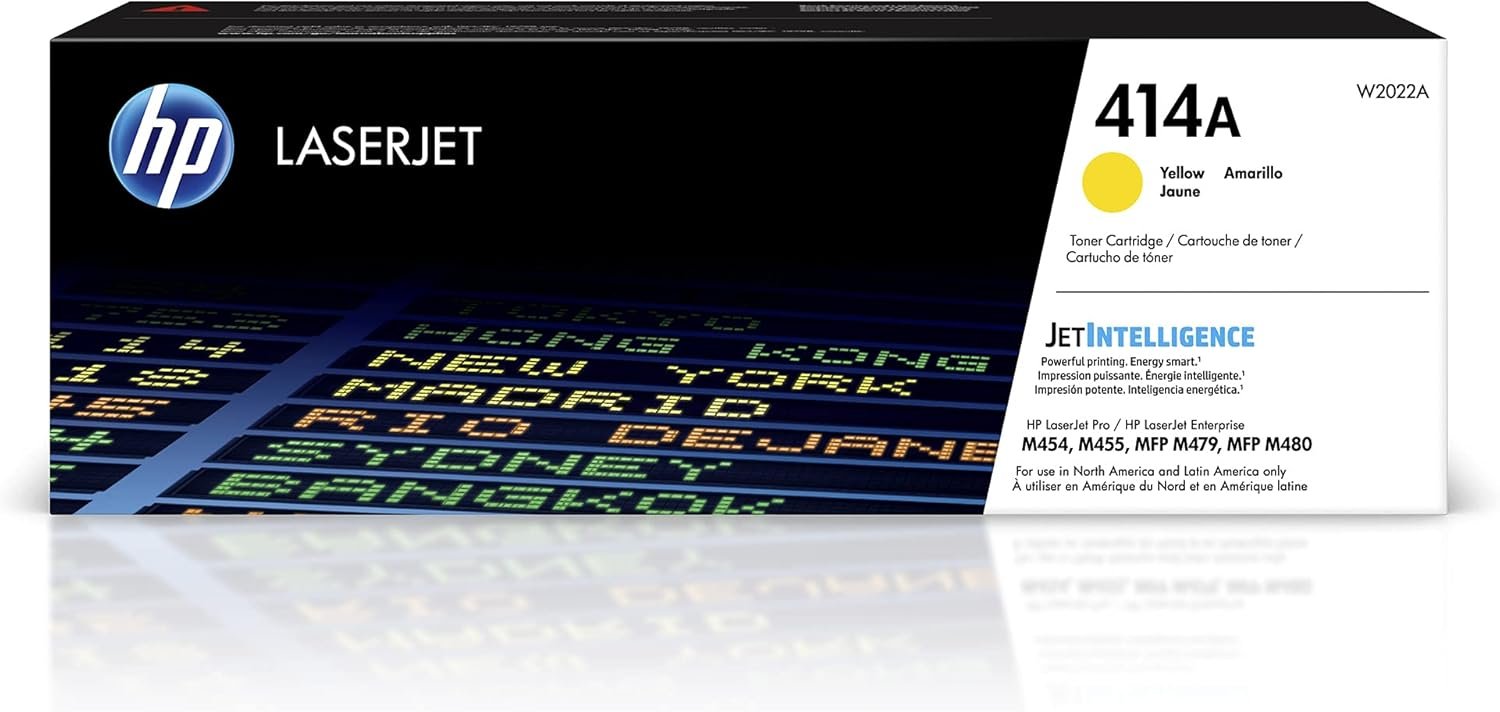 HP 414A Yellow Toner Cartridge | Works with Color LaserJet Enterprise M455dn, MFP M480f, Pro M454, MFP M479 Series | W2022A