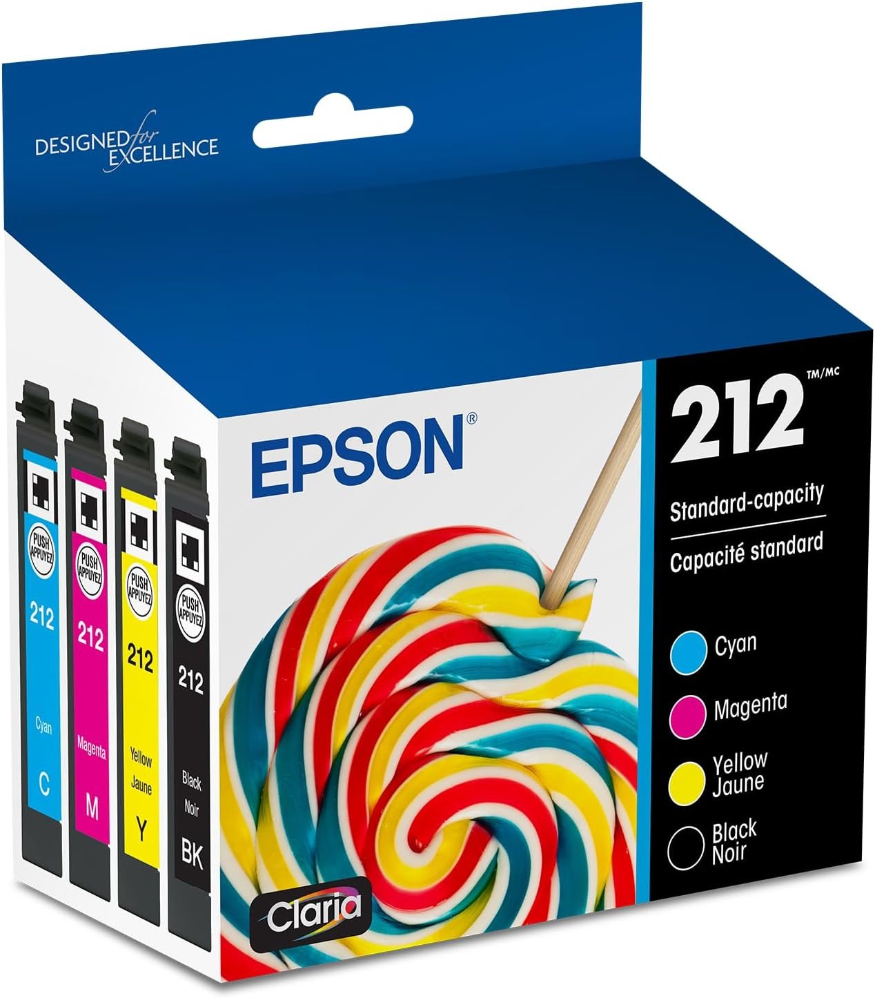 EPSON 212 Claria Ink Standard Capacity Black & Color Cartridge Combo Pack (T212120-BCS) Works with WorkForce WF-2830, WF-2850, Expression XP-4100, XP-4105