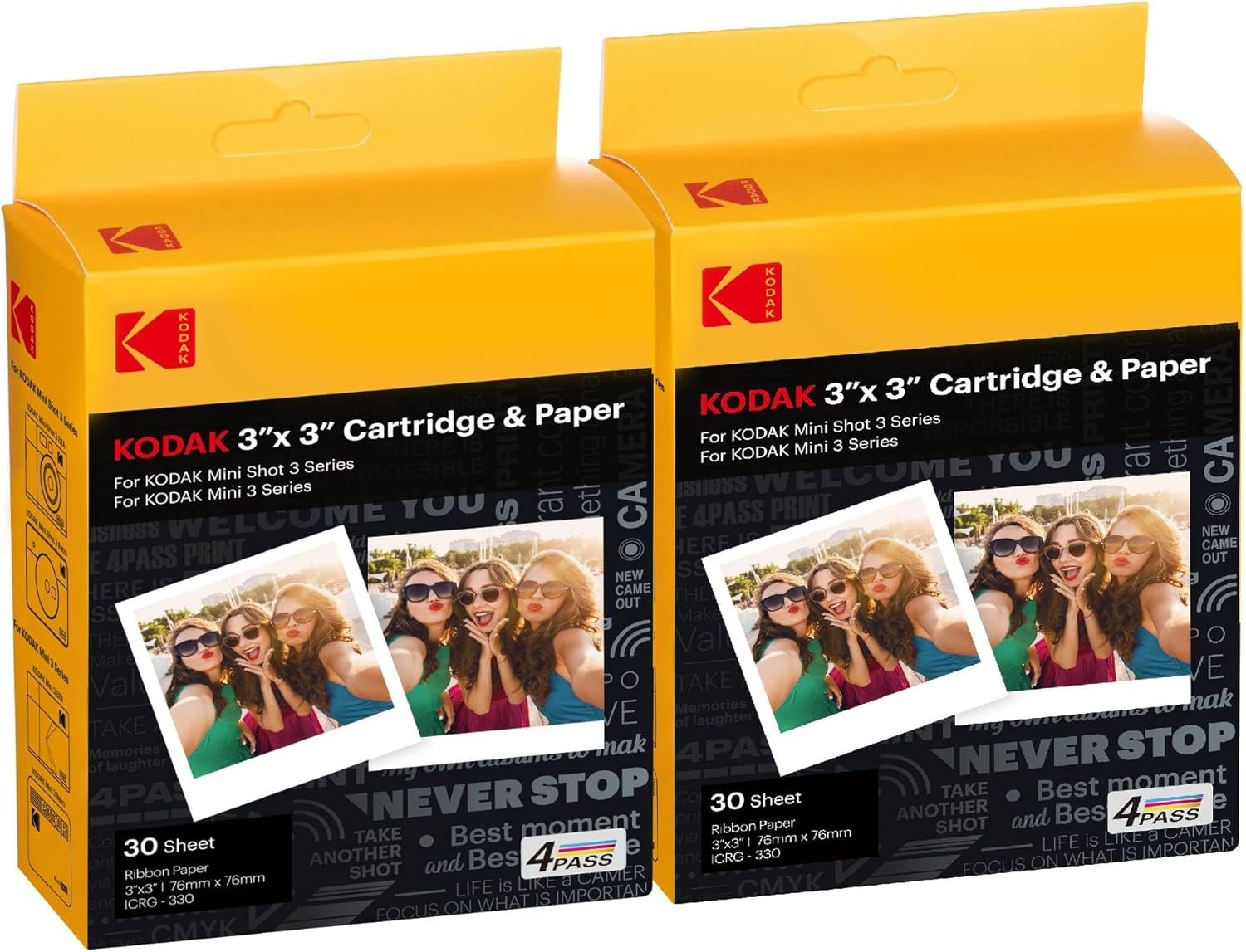 KODAK 4PASS 7.5 x 7.5 cm Film Cartridge (60 Sheets) for KODAK Mini 3 Retro and Mini Shot 3 Retro