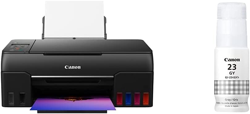 Canon PIXMA G620 Wireless MegaTank Photo All-in-One Printer [Print, Copy, Scan], Black with Canon GI-23 GY AMR