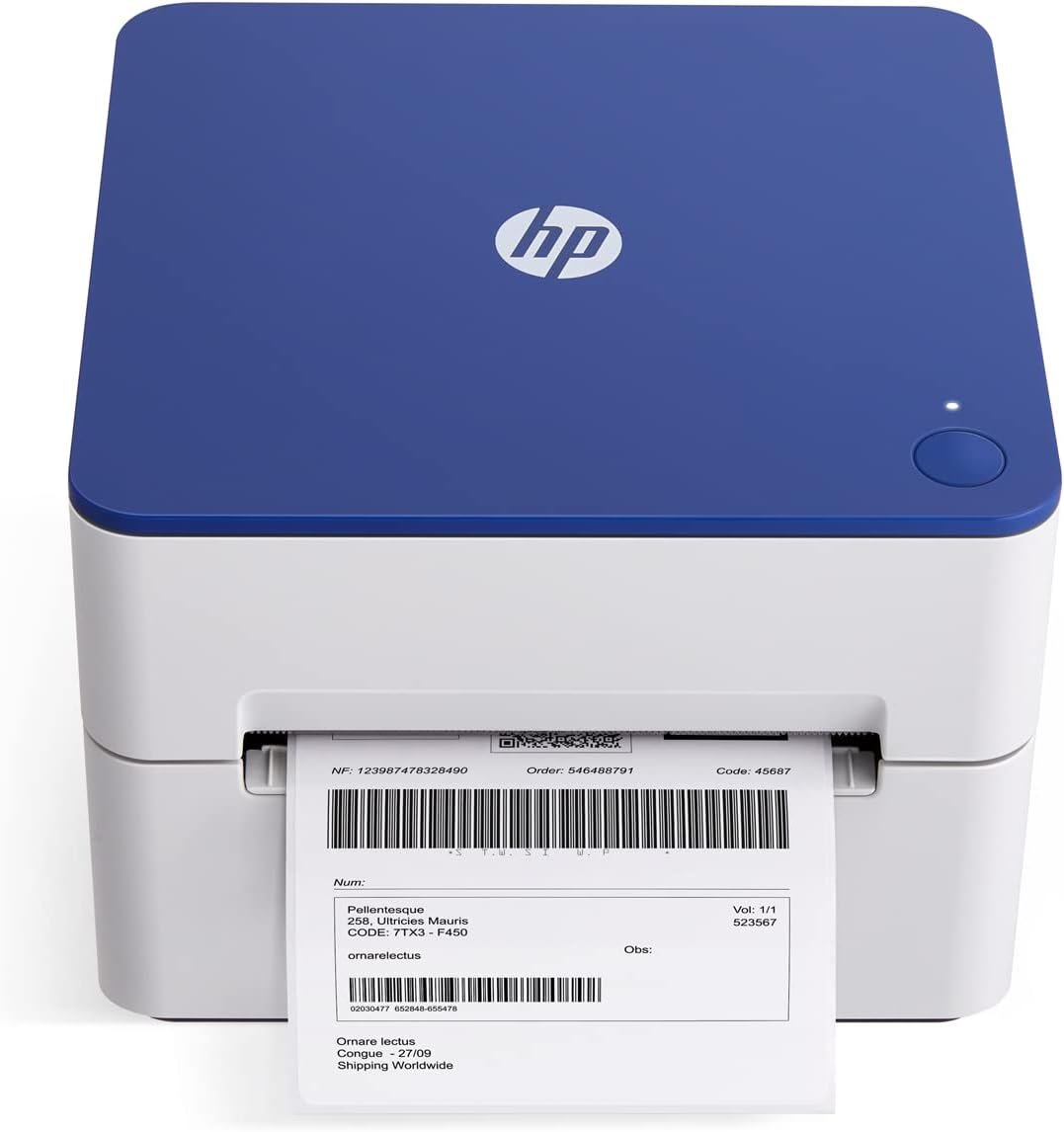 HP Shipping Label Printer, 4x6 Commercial Grade Direct Thermal, Compact & Easy-to-use, High-Speed 203 DPI, Barcode Printer, Compatible with Amazon, UPS, Shopify, Etsy, Ebay, ShipStation & More