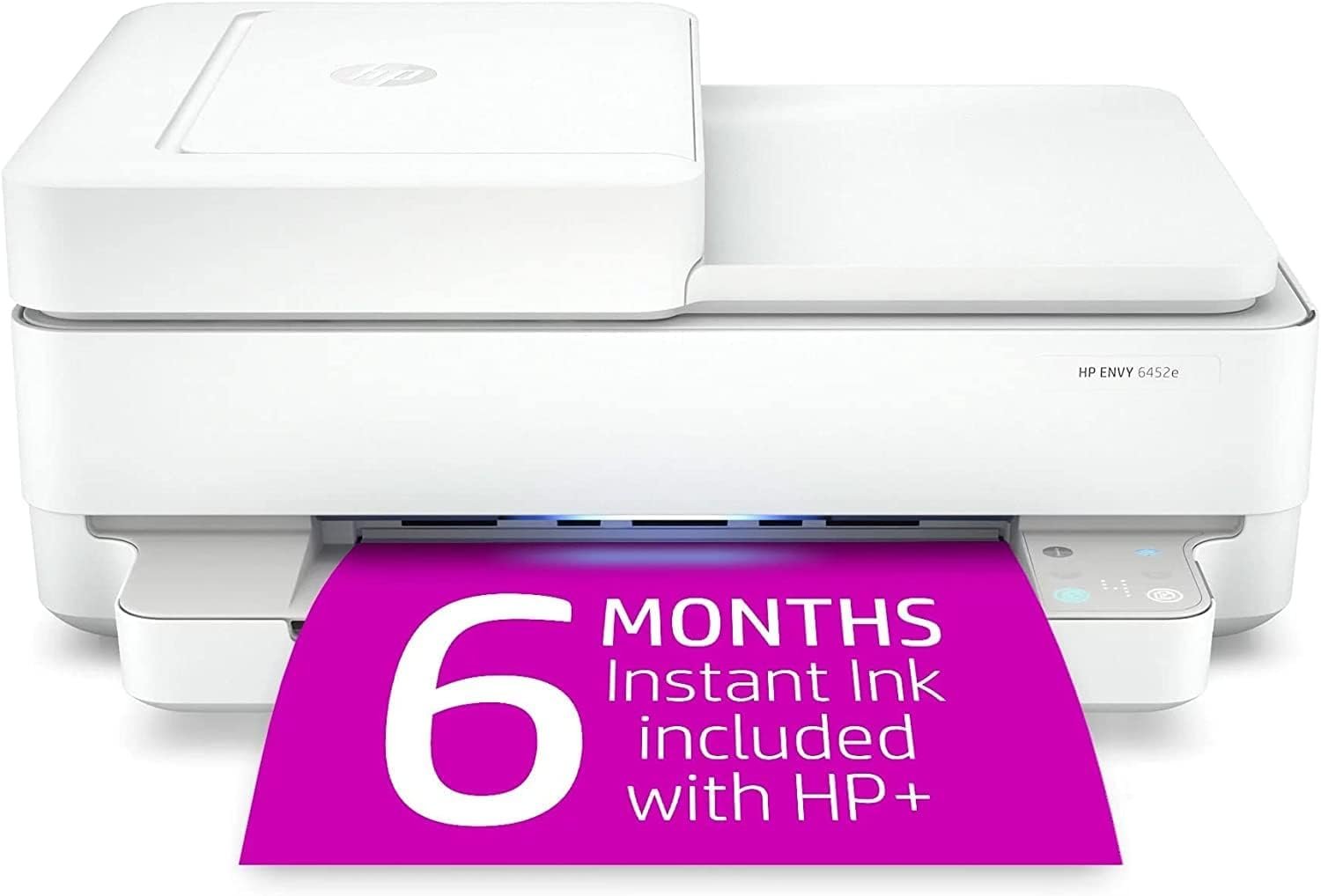 HP Envy 6452e Wireless Inkjet Color All-in-One Printer, Print Copy Scan, 35 Sheet ADF, 2-Side Printing, WiFi USB Connectivity, Instant Ink Ready, Home or Office Inkjet Printers, White (Renewed)