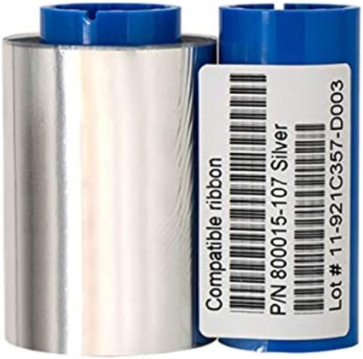 800015-107 Silver Ribbon Tape Compatible for Zebra/Eltron P300 P310 P320i P330i P400C P420C P420i P430i P500C P520C Printers 1000 Images