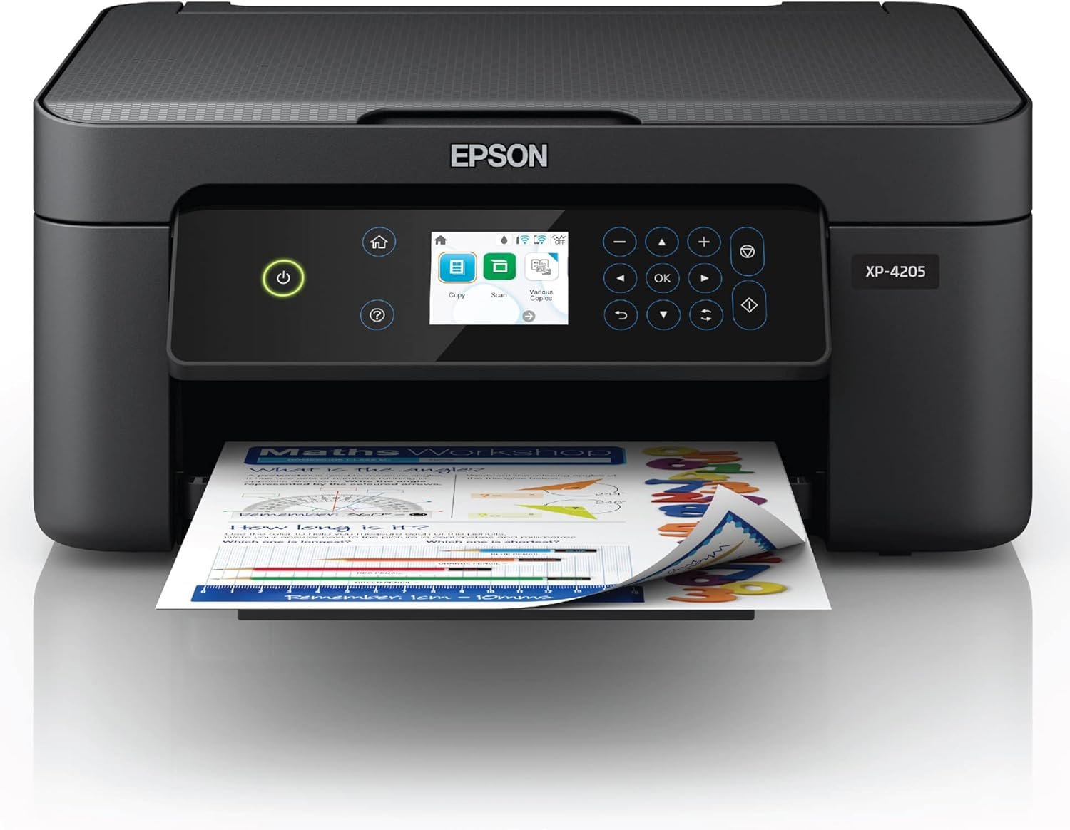 Epson Expression Home XP-4205 Wireless Color All-in-One Inkjet Printer, Black - Print Copy Scan - 2.4" Color LCD, 10.0 ppm, 5760 x 1440 dpi, Auto 2-Sided Printing, Voice Activated