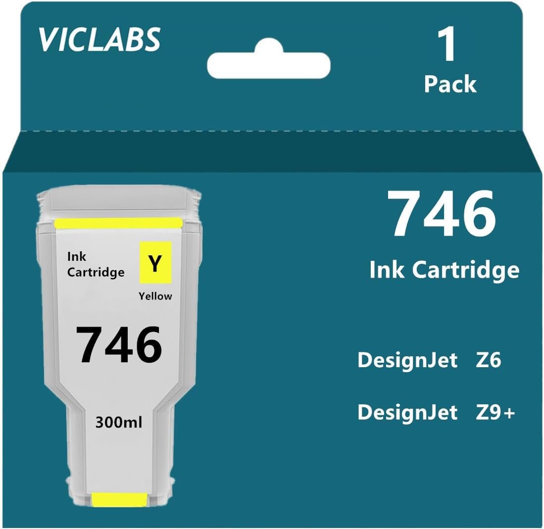 P2V79A 746 Ink Cartridges Replacement for HP 746 P2V79A Ink cartridges for use in HP DesignJet Z6 Z9+ Large Format Plotter Printers-High Yield 300ml. (1-Pack, Yellow)