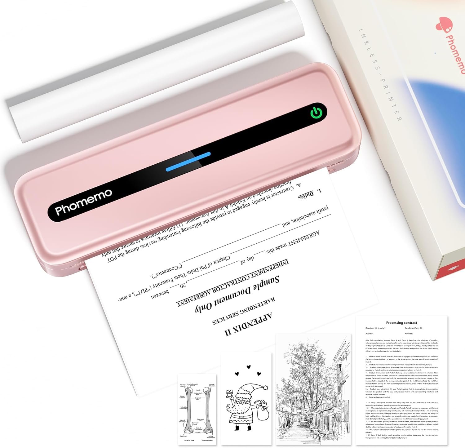 Phomemo Portable Printer, M832 Portable Printers Wireless for Travel, Wireless Thermal Inkless Printer for Office, Home, Compatible with Phone & Laptop