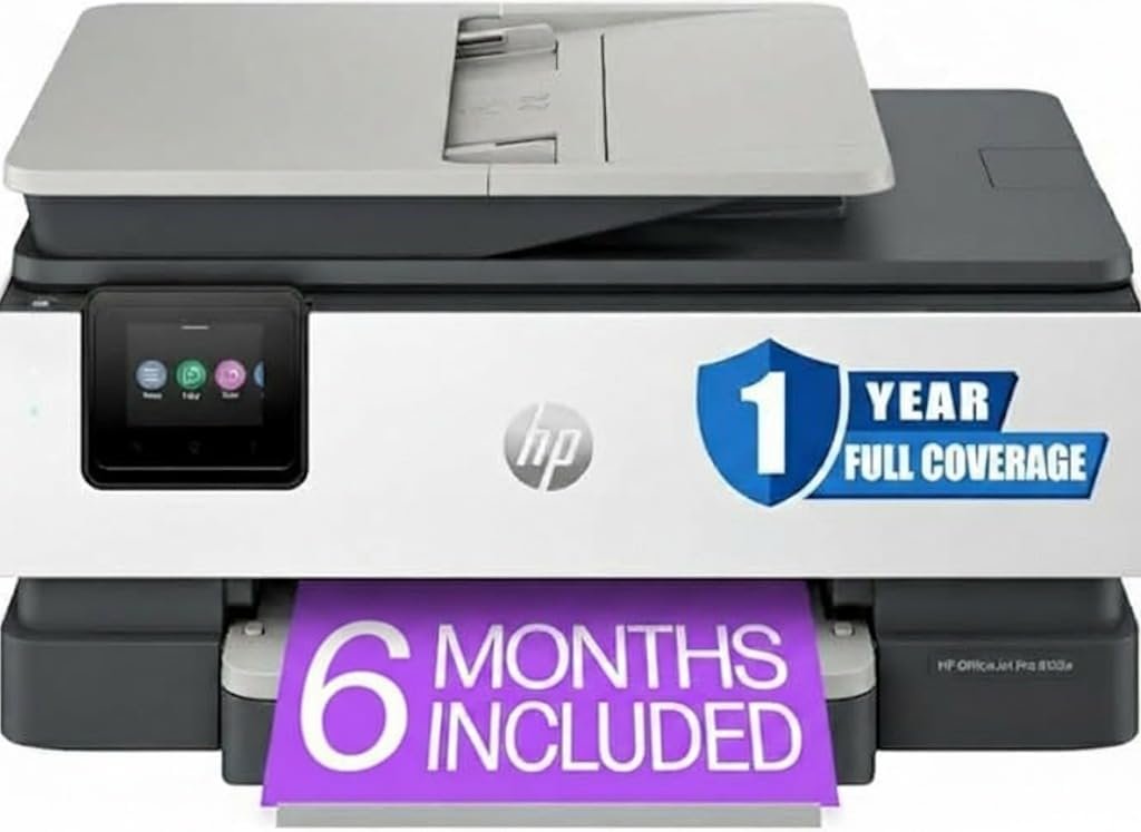 HP OfficeJet Pro 8138e Wireless All-in-One Color Inkjet Printer, Print, Scan, Copy, Fax, ADF, Duplex Printing Best-for-Home Office (Renewed Premium)