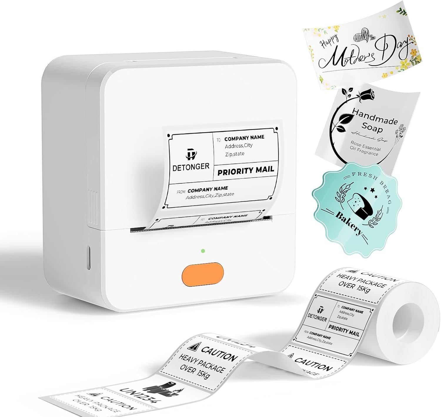 Label Maker Machine P1 2 Inch Thermal Printer Portable Bluetooth Shipping Label Printer Sticker Maker Labeling Machine Home Office School Business Use Rechargeable White