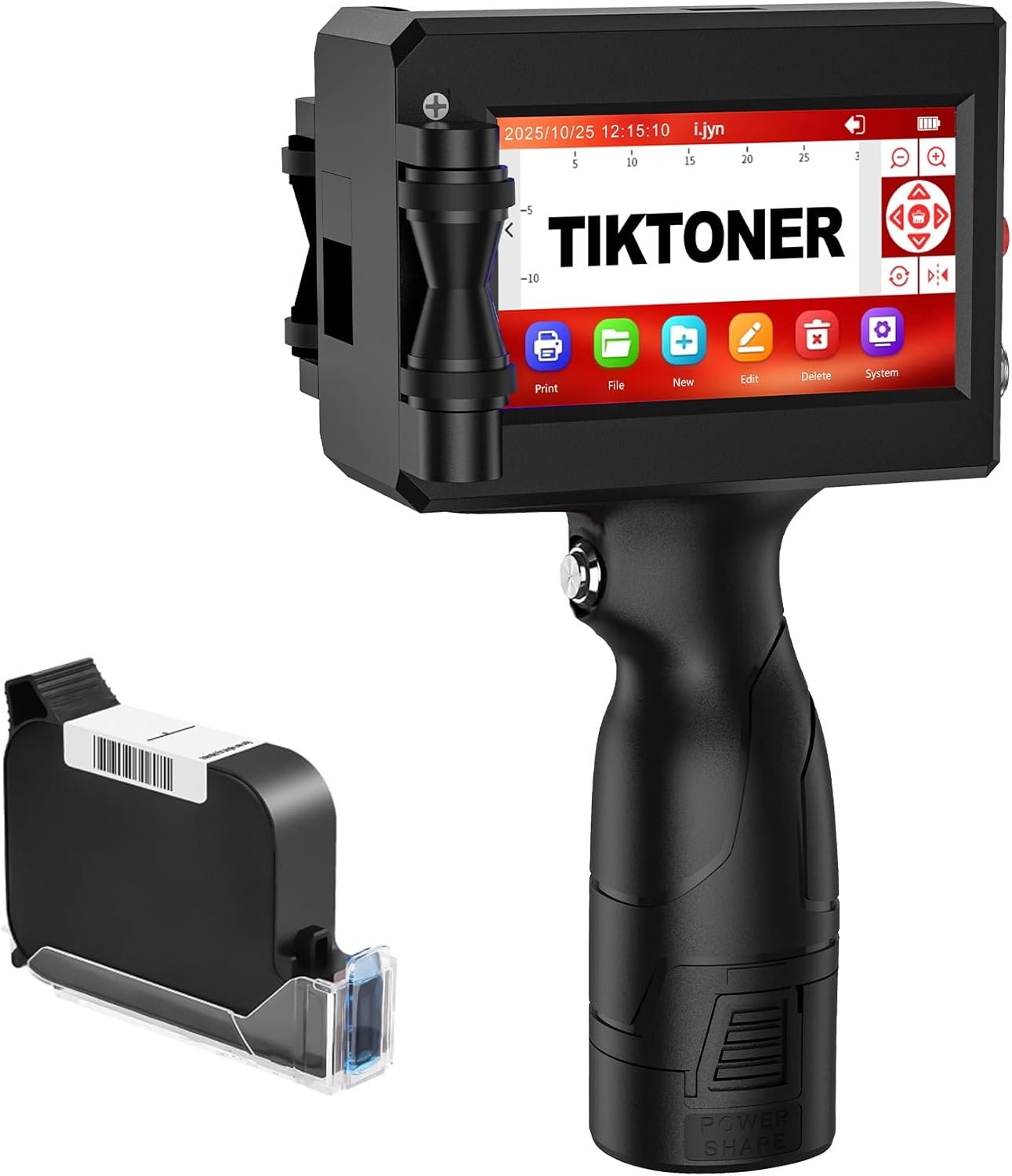 TIKTONER Handheld Inkjet Printer Printing Height 0.08-0.5Inch Handheld Printer Gun for Batch Code Date Time Lot Number Print on Carton Wood Metal, Inkjet Coder with 42ml Fast Dry Ink Cartridge