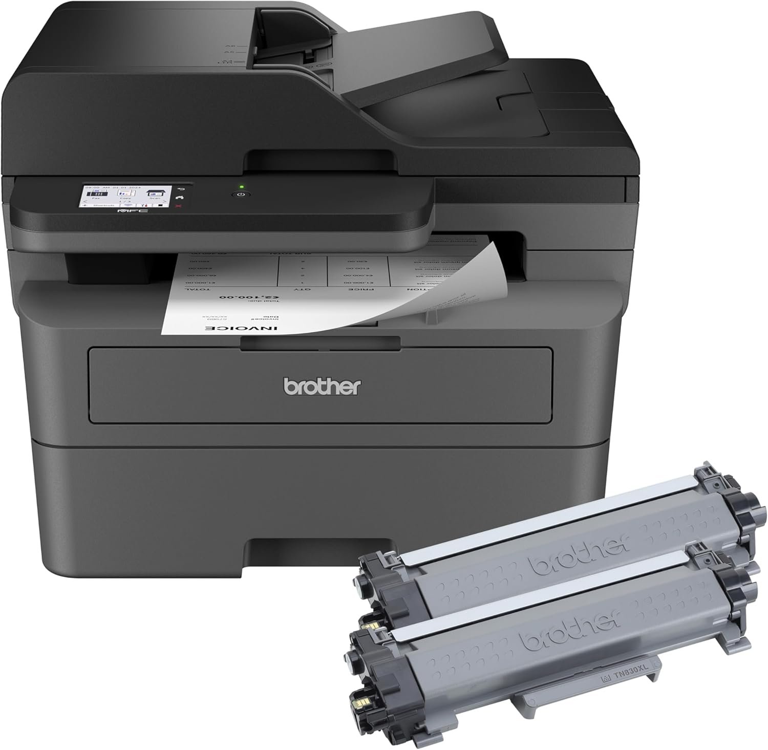 Brother MFC-L2820DW XL Wireless Compact Monochrome All-in-One Laser Printer with Copy, Scan and Fax, Duplex, Black & White | Up to 4,200 Pages of Toner Included(1), Works with Alexa