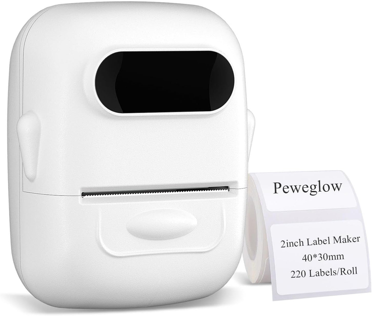 Peweglow 2 Inch Label Maker, P50 Mini Sticker Labels Printer Machine with Tape, Bluetooth Portable Thermal Printer for Home Use, Small Business, Office, Clothing/Gift/Jewelry Tags, Wireless, White