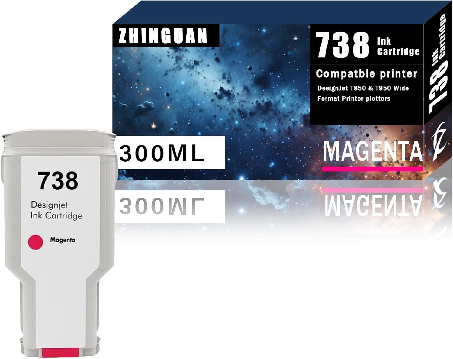 738 Ink Cartridge for 738 Photo Magenta Ink Cartridge Works for DesignJet T850 & T950 Wide Format Printer plotters (300ml)