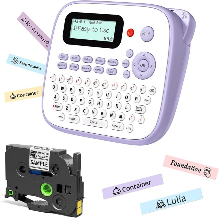Purple Portable Label Maker for Home Office Classroom Use