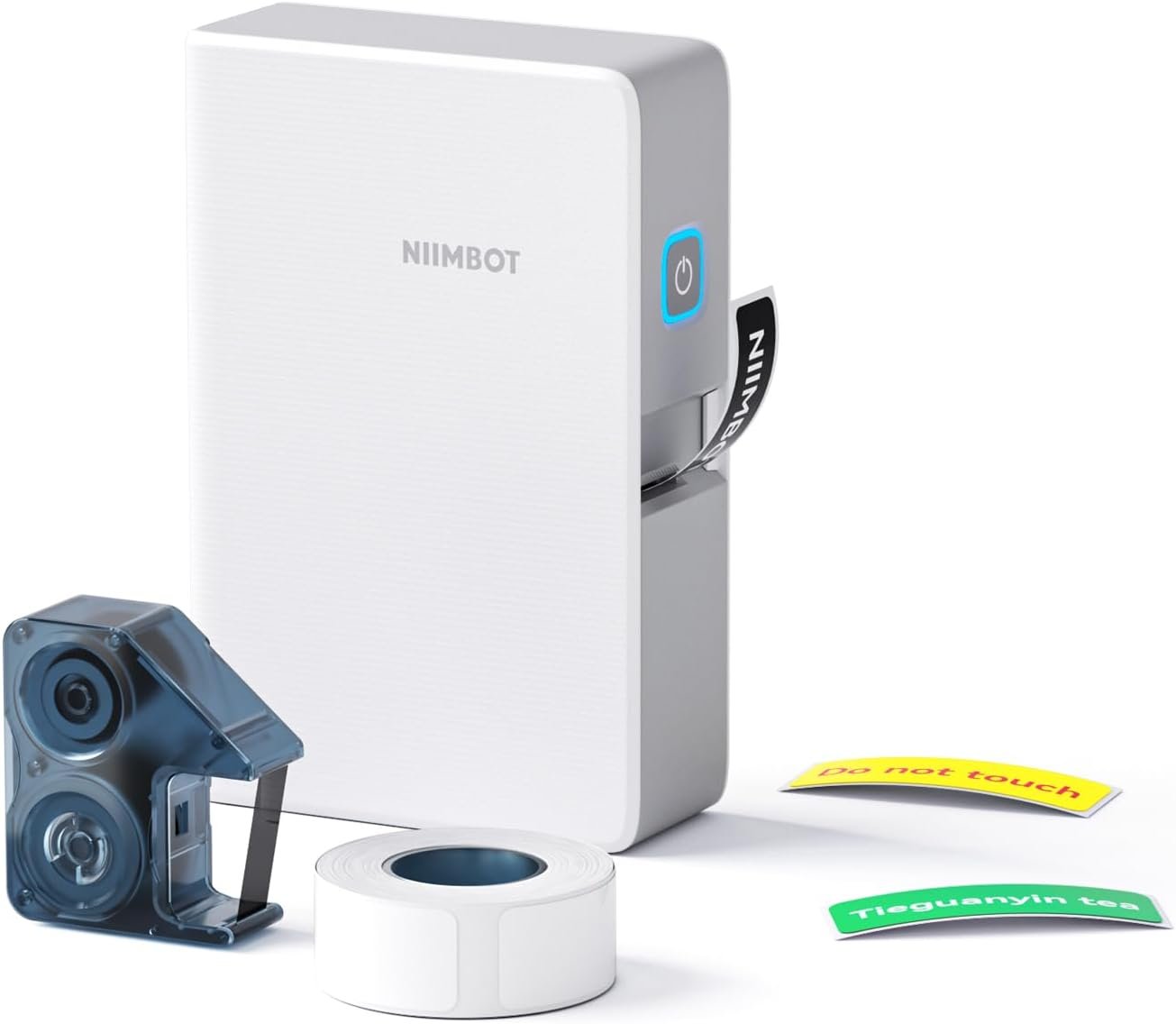 NIIMBOT N1 Label Maker with Tape, Portable Bluetooth Label Printer Support Color Ribbon Printing, Mini Sticker Labeler Rechargeable for Home Office Small Business Outdoor Storage, White