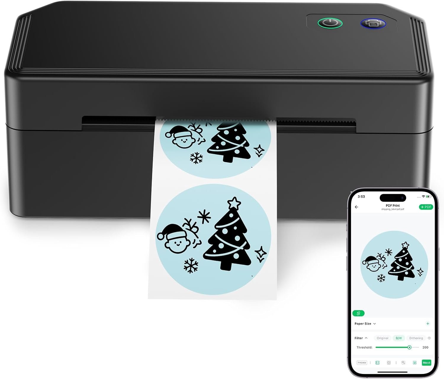 SVANTTO Bluetooth Thermal Label Printer, 4x6 Shipping Label Printer for Small Business, Compatible with iOS, Android, Windows, Mac, Amazon, Ebay, Shopify, USPS, UPS, Etsy, Black