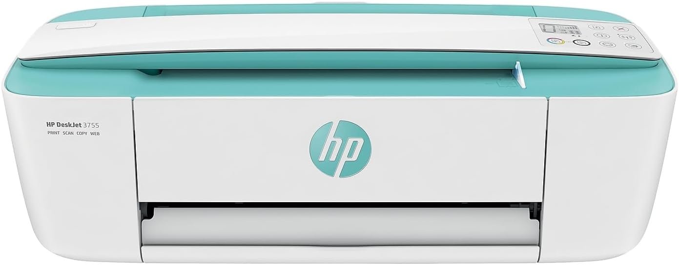 HP DeskJet 3755 Compact All-in-One Wireless Printer, Instant Ink, Works with Alexa - Seagrass Accent (J9V92A)