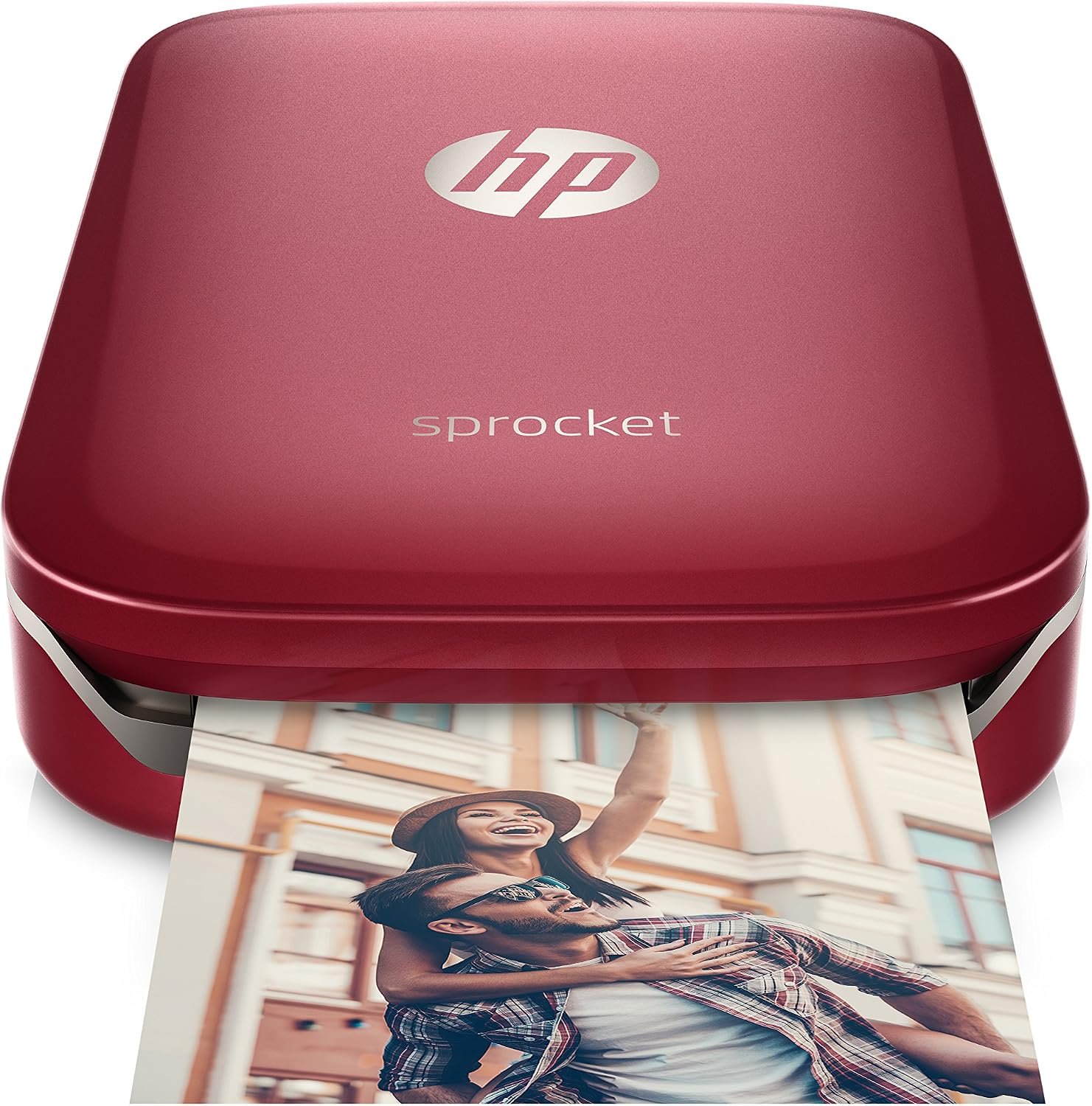 HP Sprocket Portable Photo Printer, print social media photos on 2x3 sticky-backed paper - red (Z3Z93A)