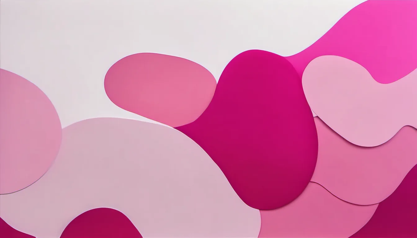 Abstract soft pebble row illustration in magenta and pale pink on white — decorative header for All-in-One Printer Reviews, from the Spec Sheet